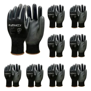 12 Prs Luva Pu Tatil Black Multiuso Mecanico Serviços Gerais