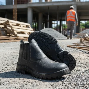 Bota Botina De Segurança C/ Elástico Couro Pedreiro Bico Pvc